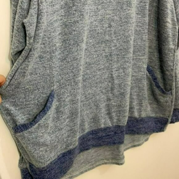 Gadewake Knit Top with Pockets, Very Soft, High - Low Hem, Heathered Blue, XXL - Picture 5 of 10